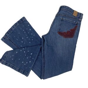 Mudd Jeans Embroidered Distressed Denim Flare Bootcut Woman’s Junior Sz 9